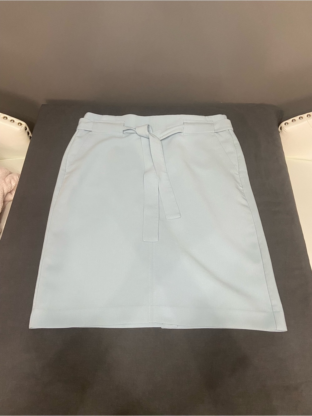BANANA REPUBLIC Belted Pencil Skirt Pale Blue Pockets Career Casual New Size 14